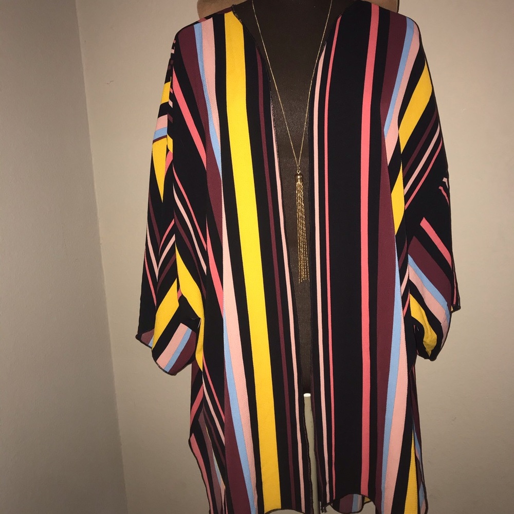 Striped long kimono